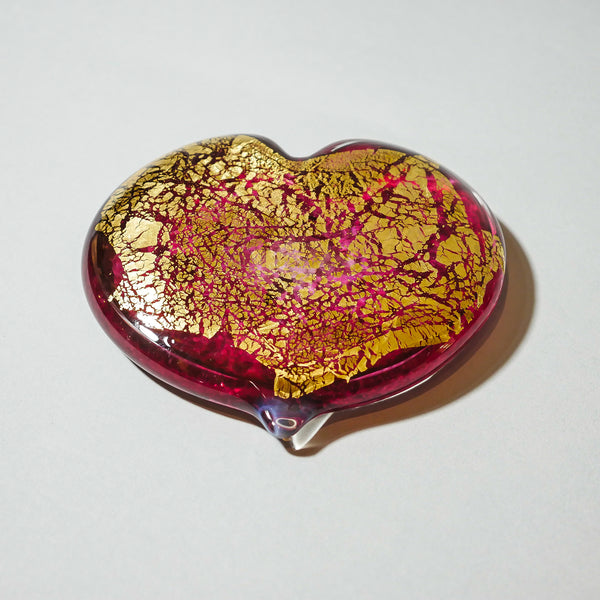 Magenta and Gold Heart Paperweight