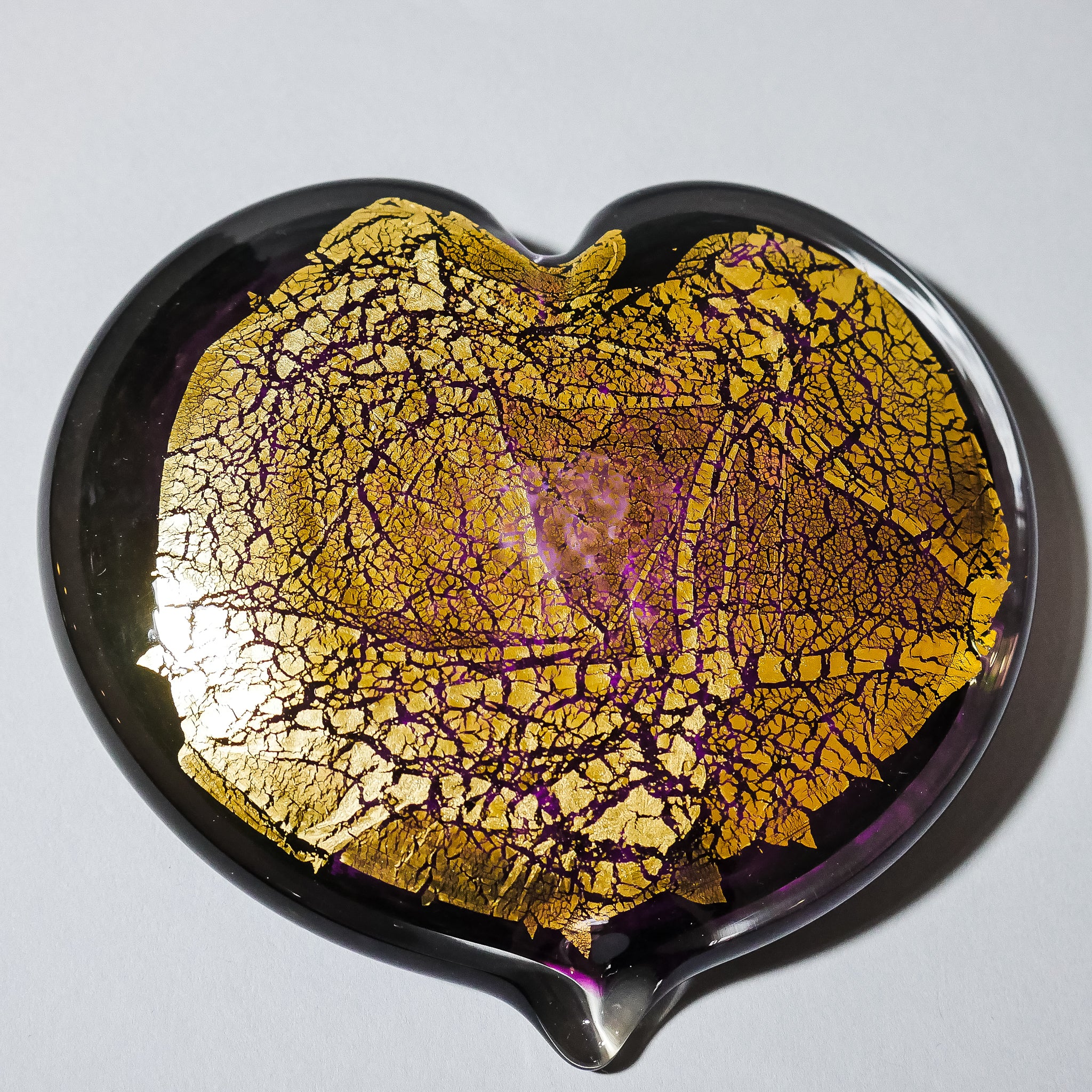 Purple and Gold Heart Paperweight